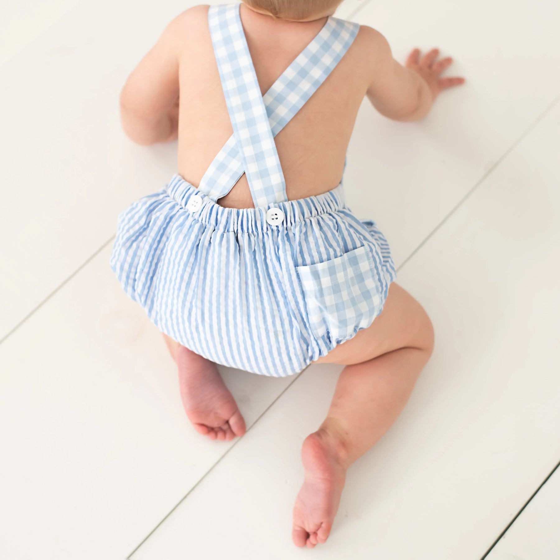 Baby Boy First Birthday Outfit – Smocked Blue Birthday Bubble Seven Lantern Lane