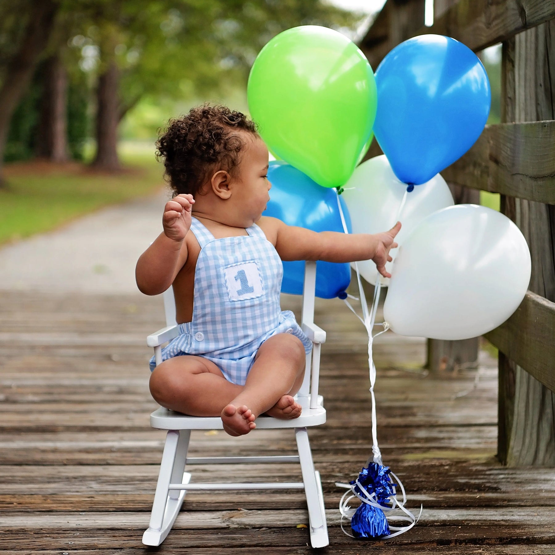 Baby Boy First Birthday Outfit – Smocked Blue Birthday Bubble Seven Lantern Lane
