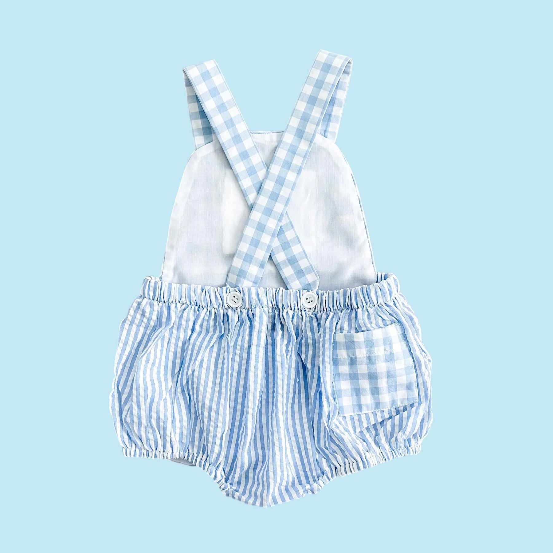 Baby Boy First Birthday Outfit – Smocked Blue Birthday Bubble Seven Lantern Lane