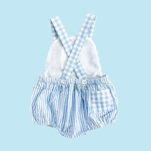 Baby Boy First Birthday Outfit – Smocked Blue Birthday Bubble Seven Lantern Lane