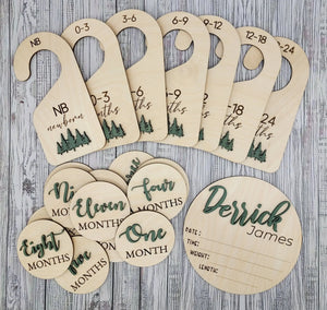 Baby Bundle: Announcement Sign With Birth Stats, Monthly Milestone Discs and  Closet Dividers EverLee Creations