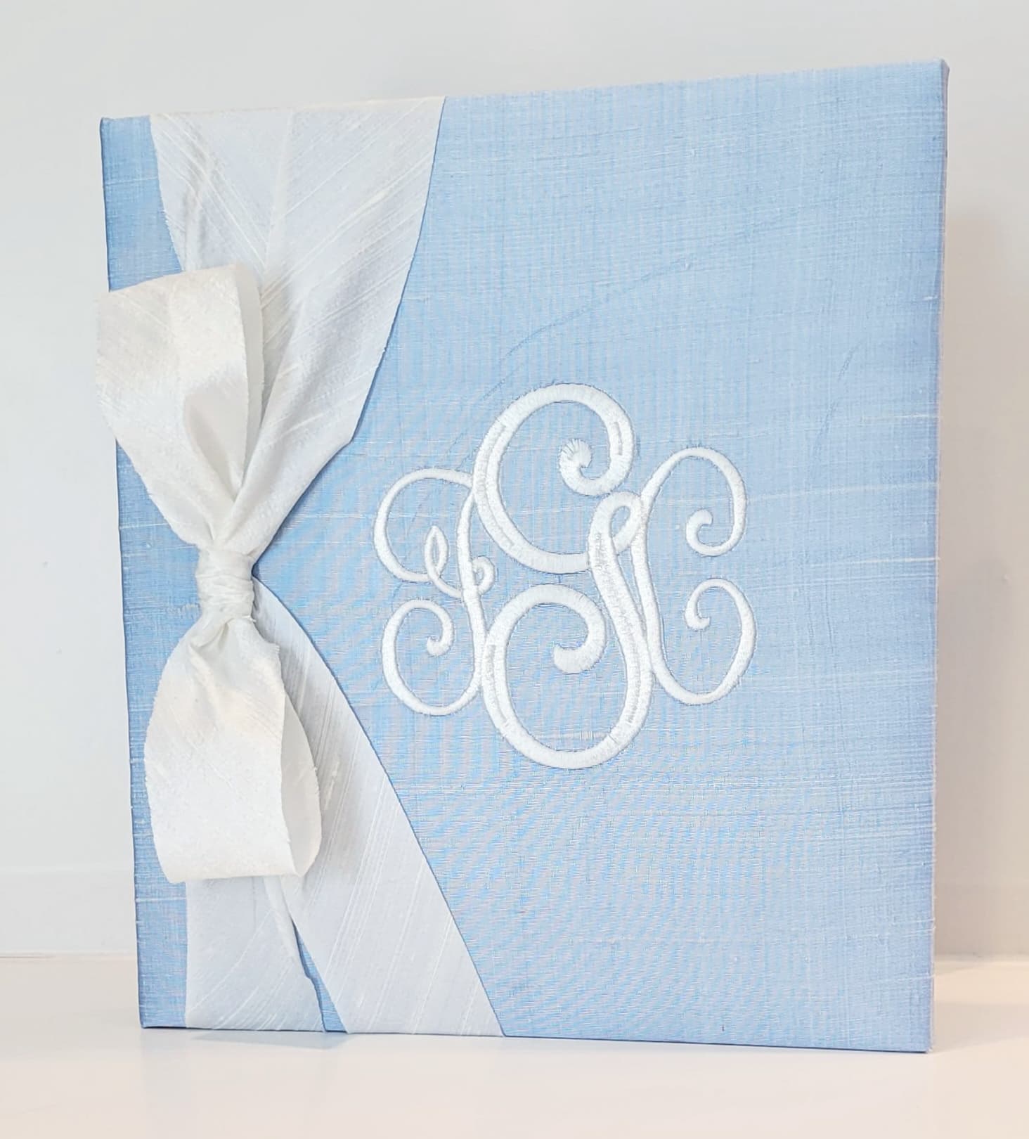 Baby Memory Book - Blue Silk (w/ SILK Bow) by AP Creations in Tuscaloosa, paper gift detail photo 5