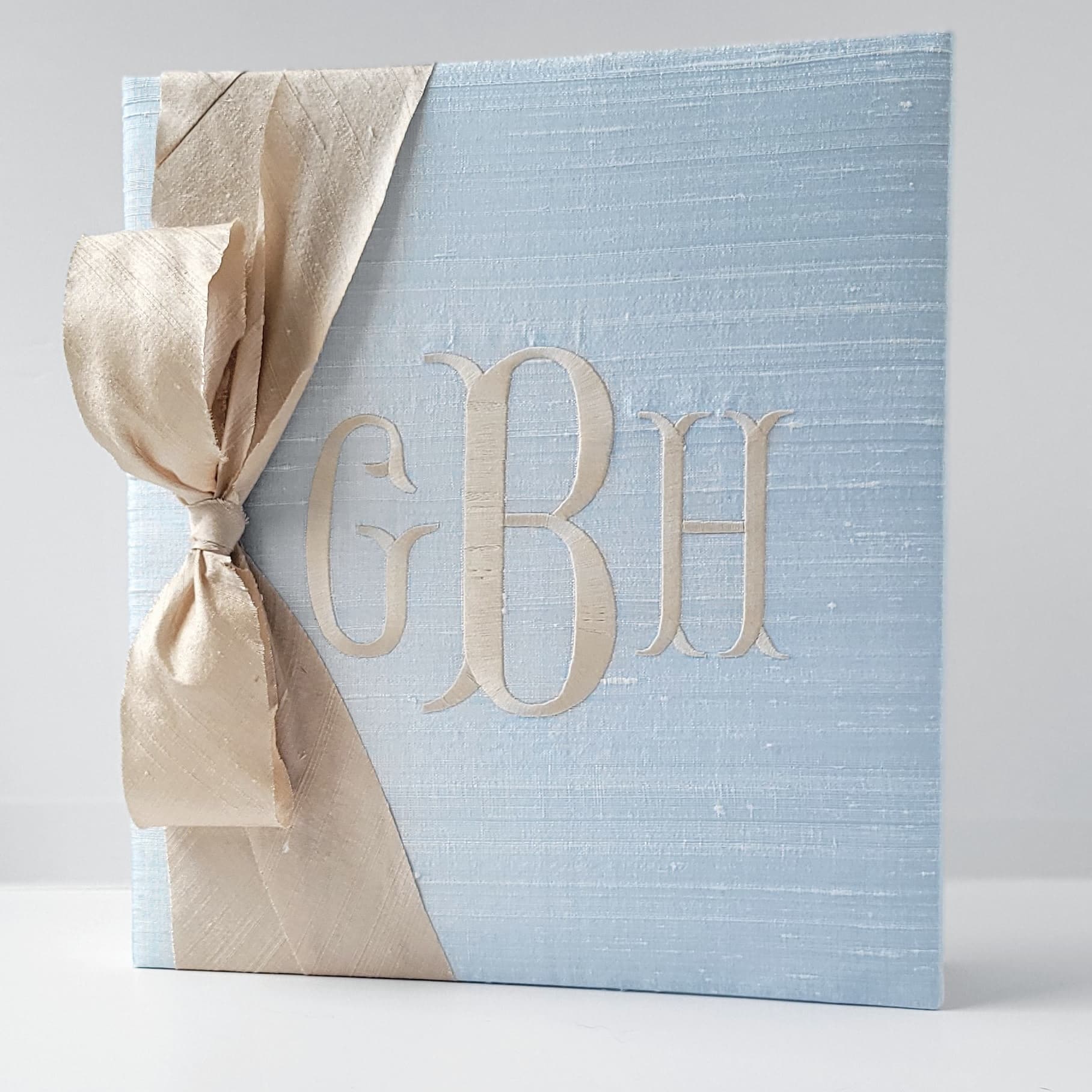 Baby Memory Book - Blue Silk (w/ SILK Bow) by AP Creations in Tuscaloosa, paper gift main product photo