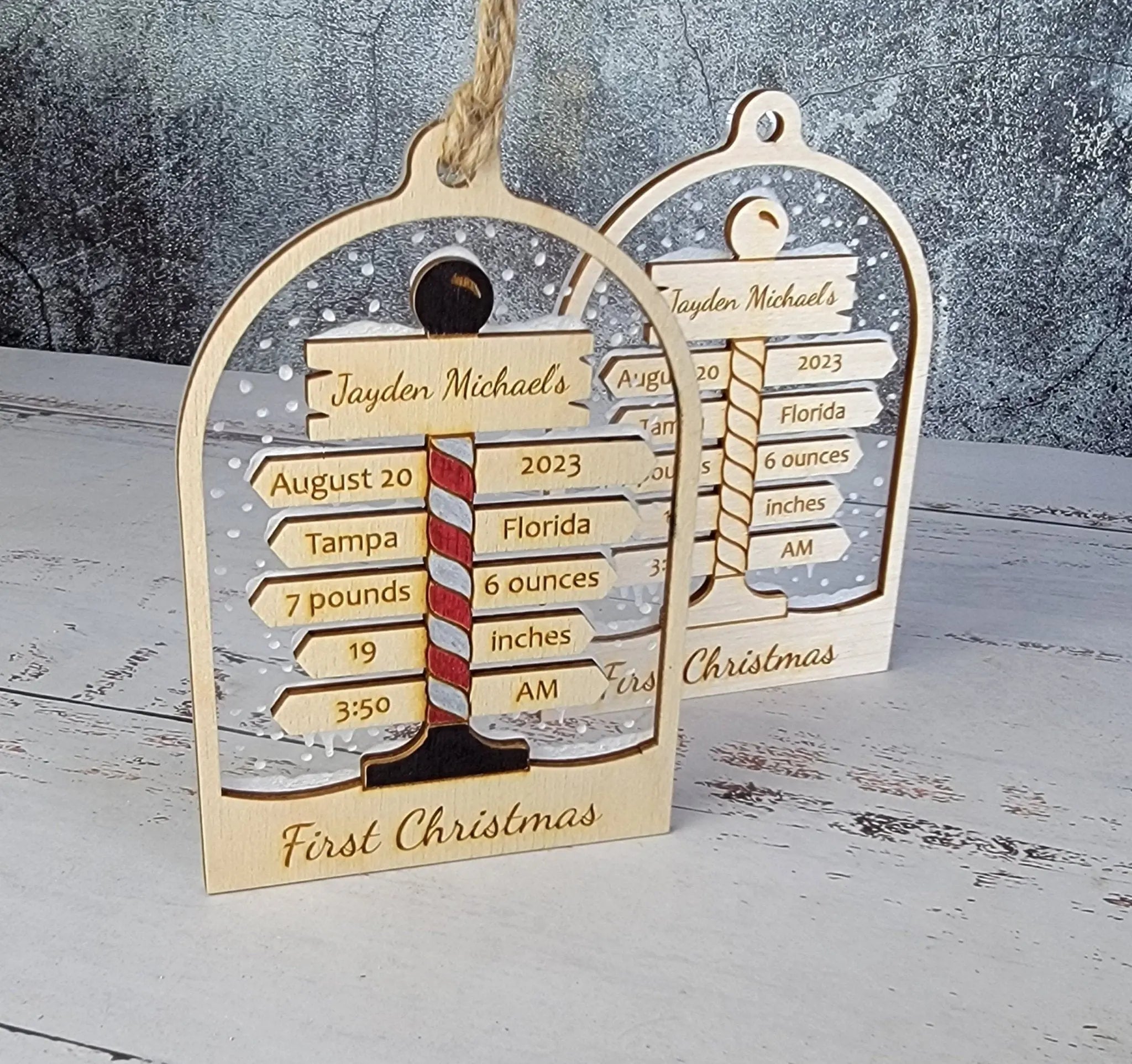 Baby's First Christmas Ornament North Pole Edition EverLee Creations
