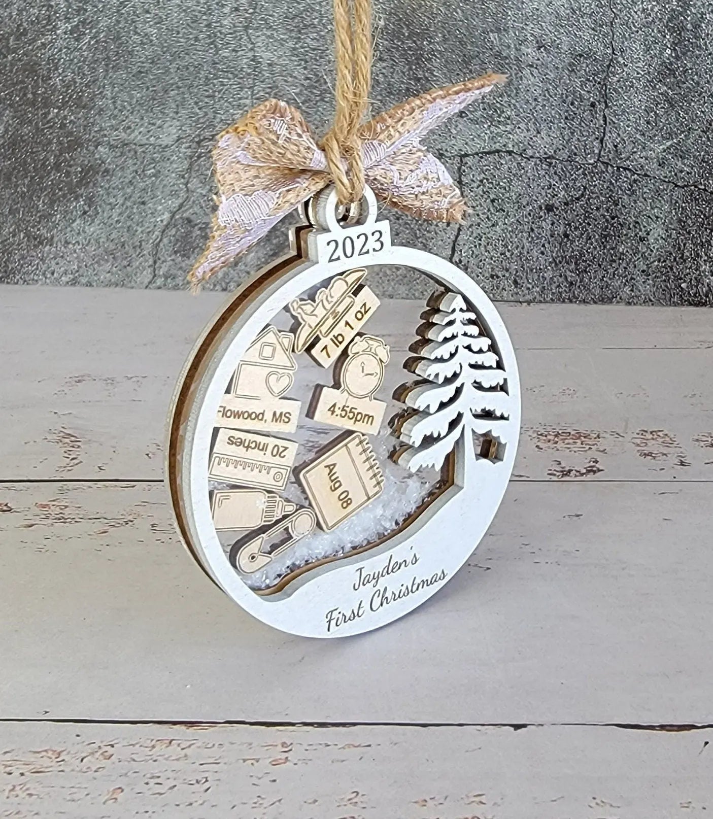 Baby's First Christmas Ornament Tree Edition EverLee Creations