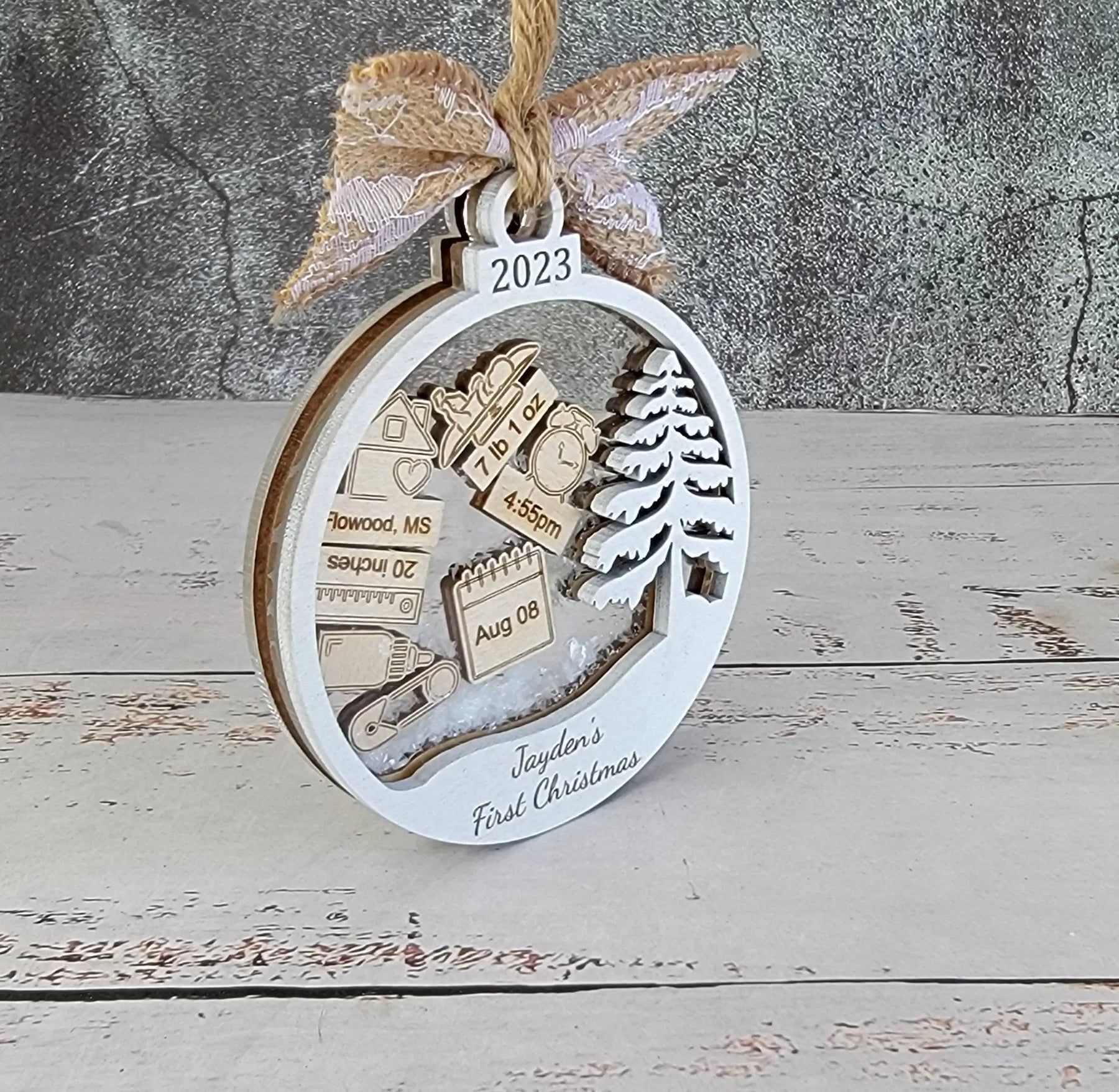Baby's First Christmas Ornament Tree Edition EverLee Creations