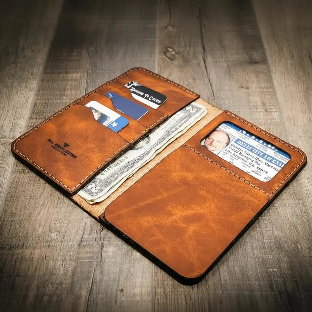Badge Long Wallet folded for secure everyday duty carry