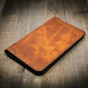 Bull Sheath Leather Badge Long Wallet with reinforced stitching