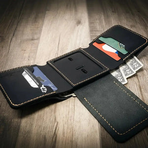 Badge Trifold Wallet Bull Sheath Leather