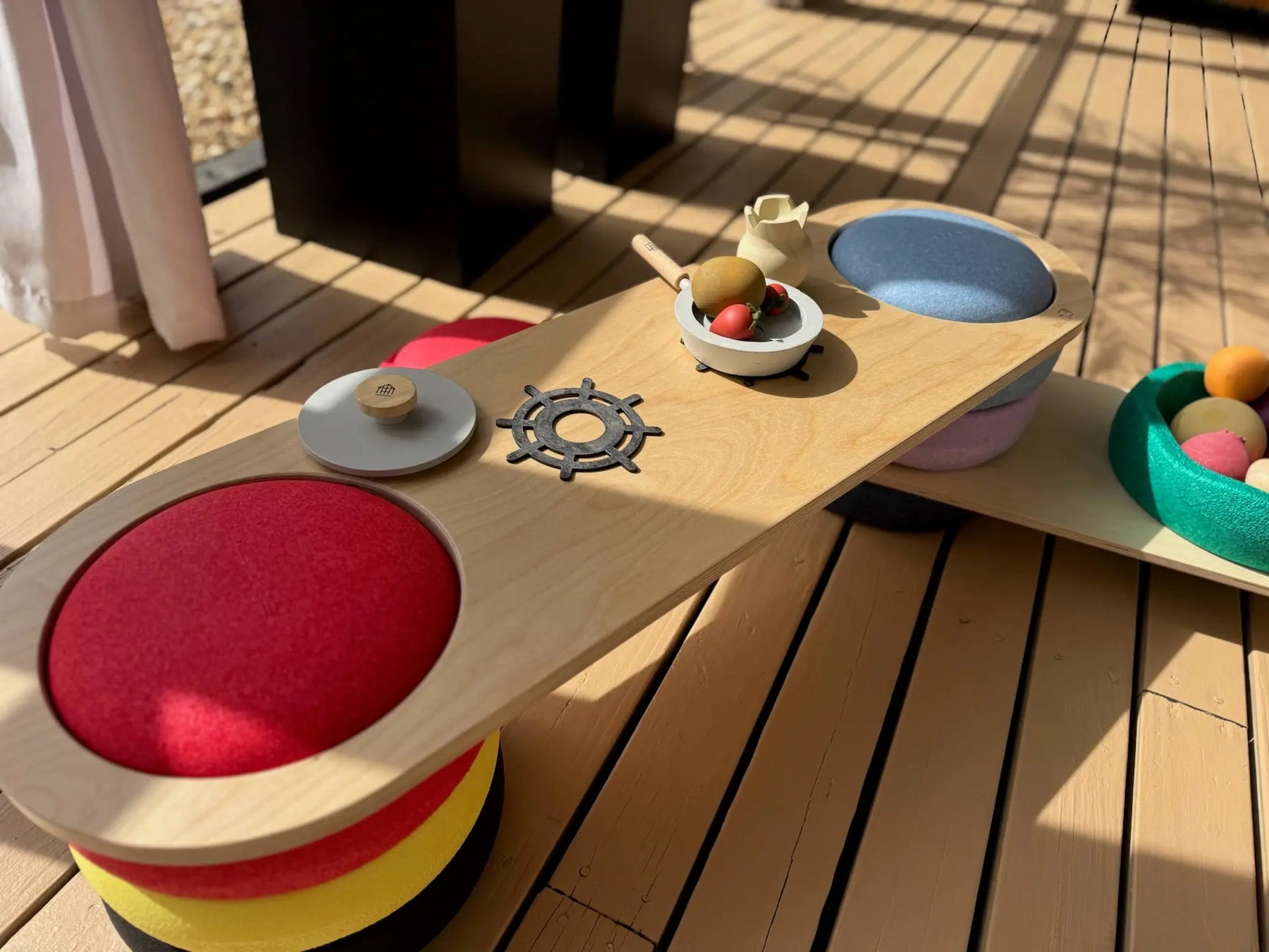 Balance Board - Stepping Stone Bridge & Play Surface for Stapelstein® by Maple Play, activity toys detail photo 10