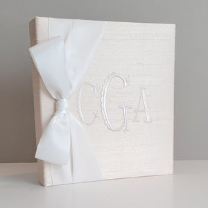 Ballerina silk handmade baby memory book with satin bow by AP Creations