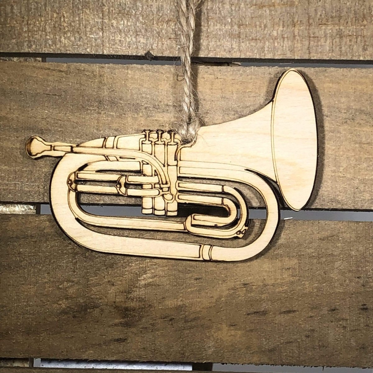Baritone Horn Wooden Christmas Ornament | Band Instrument Holiday Decor