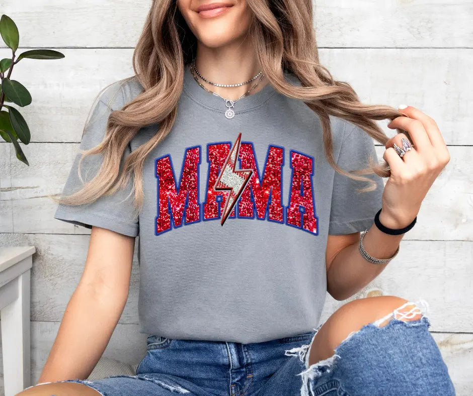 Baseball Mama Lightning Bolt by Southern Backroad Tees LLC, graphic tee main product photo
