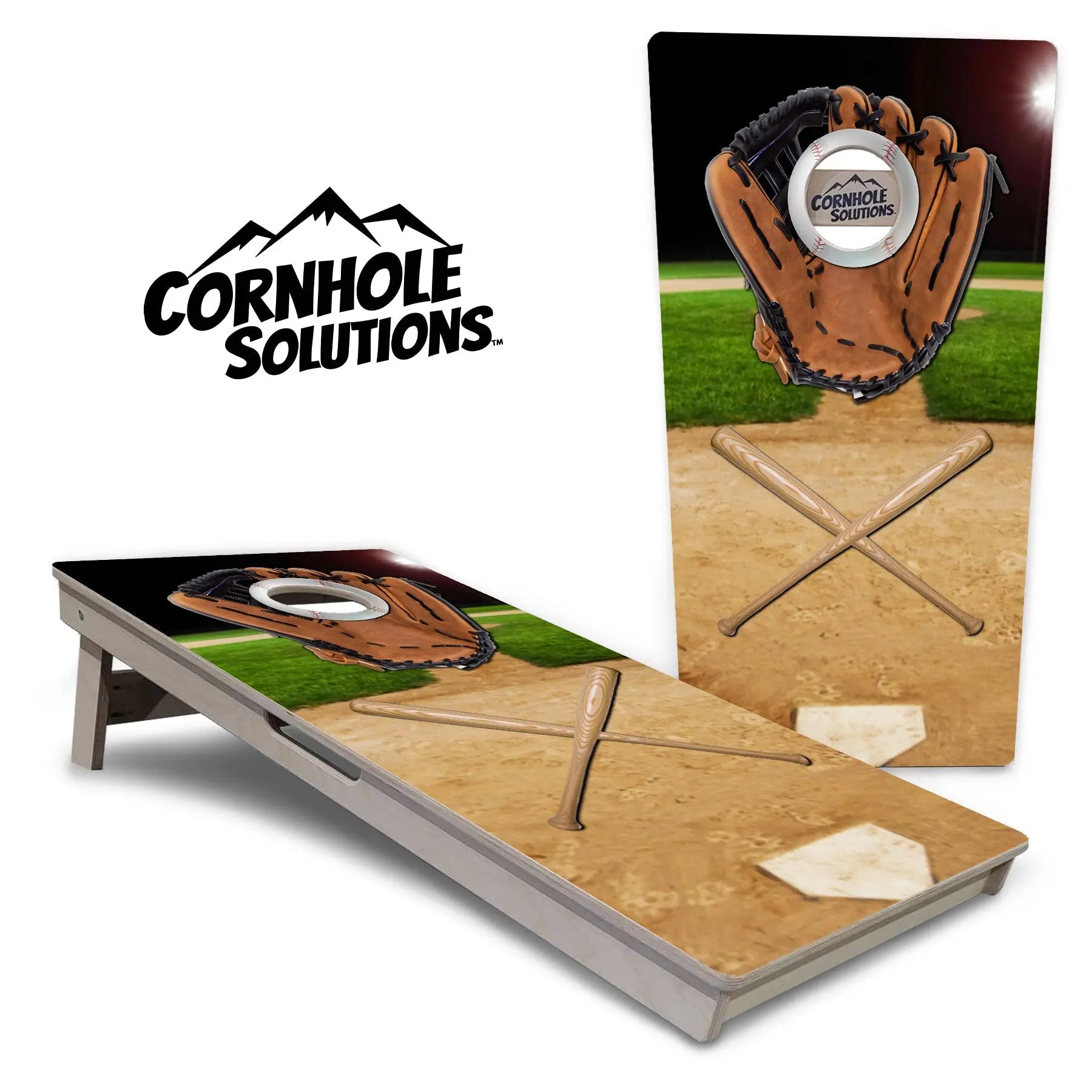 Baseball Theme Cornhole Boards - Professional Tournament Series by Cornhole Solutions, custom cornhole board main product photo