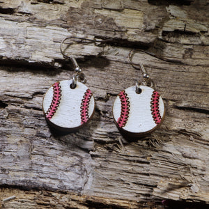 Baseball Wooden Dangle Earrings | Sports Jewelry