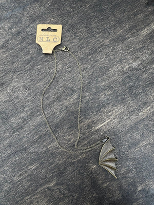 Bat Wing Necklace | Gothic Fantasy Jewelry Gift by Mushroom Lady Co, handmade jewelry detail photo 2