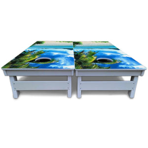 Beach Mountain Scene Cornhole Boards - All Weather Series Cornhole Solutions