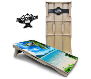 Beach Mountain Scene Cornhole Boards - Pro Solution Elite Series Cornhole Solutions
