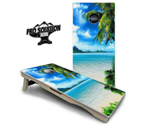 Beach Mountain Scene Cornhole Boards - Pro Solution Elite Series Cornhole Solutions
