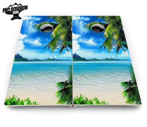 Beach Mountain Scene Cornhole Boards - Pro Solution Elite Series Cornhole Solutions