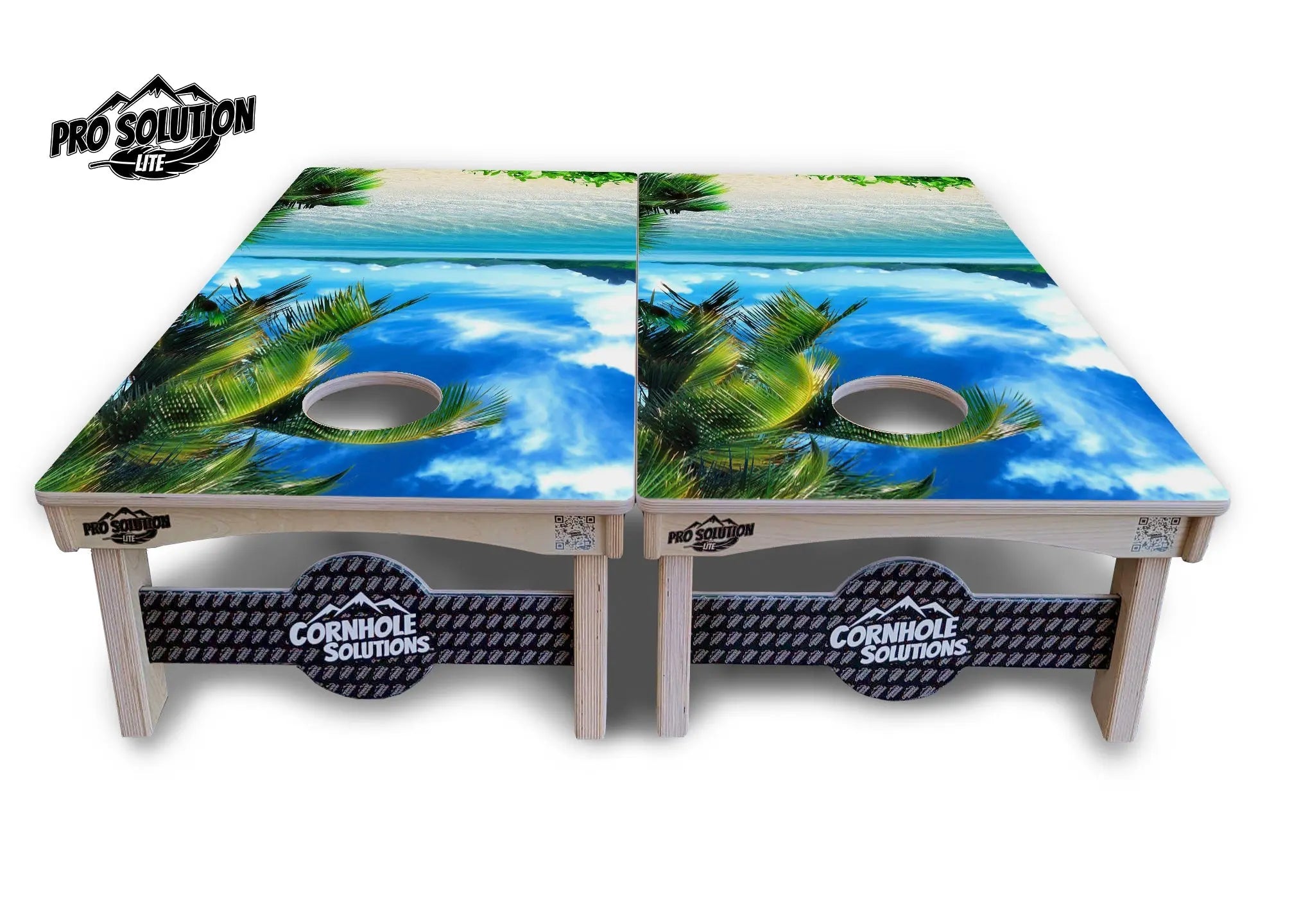 Beach Mountain Scene Cornhole Boards - Pro Solution Lite Series by Cornhole Solutions, custom cornhole board detail photo 2