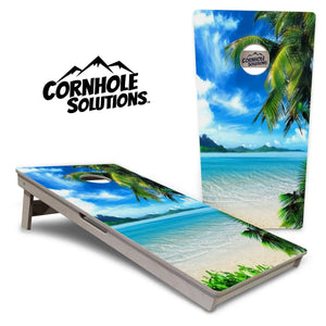 Beach Mountain Scene Cornhole Boards - Professional Tournament Series Cornhole Solutions