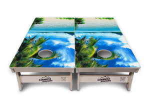 Beach Mountain Scene Cornhole Boards - Professional Tournament Series Cornhole Solutions