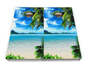 Beach Mountain Scene Cornhole Boards - Professional Tournament Series Cornhole Solutions