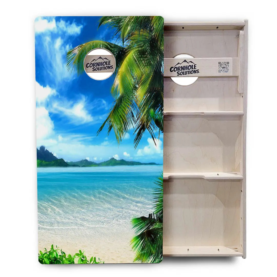Beach Mountain Scene Cornhole Boards - Professional Tournament Series Cornhole Solutions