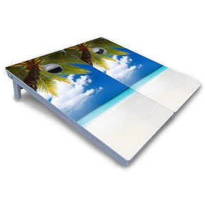 Beach Palm Tree Cornhole Boards - All Weather Series by Cornhole Solutions, custom cornhole board detail photo 3
