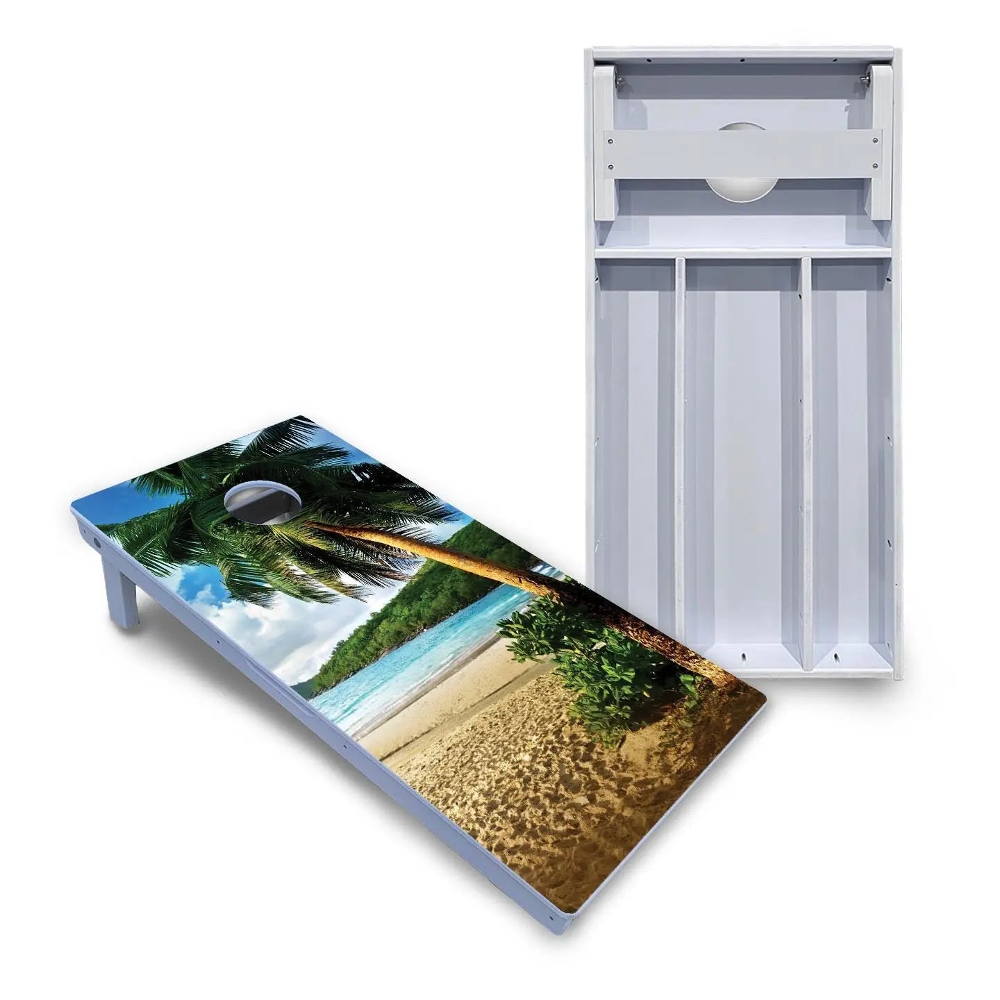 Beach Scene Cornhole Boards - All Weather Series by Cornhole Solutions, custom cornhole board main product photo