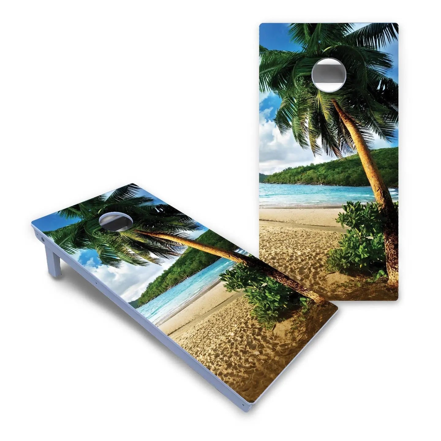 Beach Scene Cornhole Boards - All Weather Series by Cornhole Solutions, custom cornhole board detail photo 2