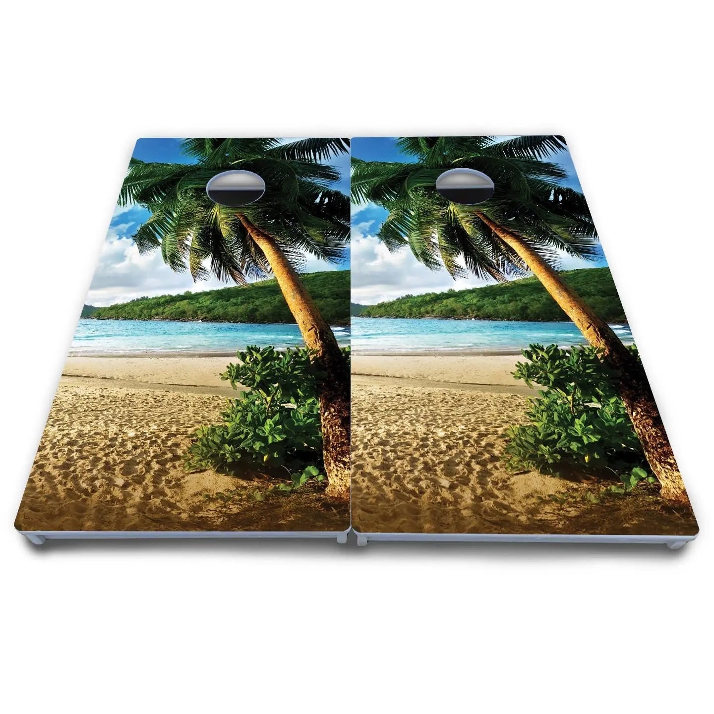 Beach Scene Cornhole Boards - All Weather Series by Cornhole Solutions, custom cornhole board detail photo 4