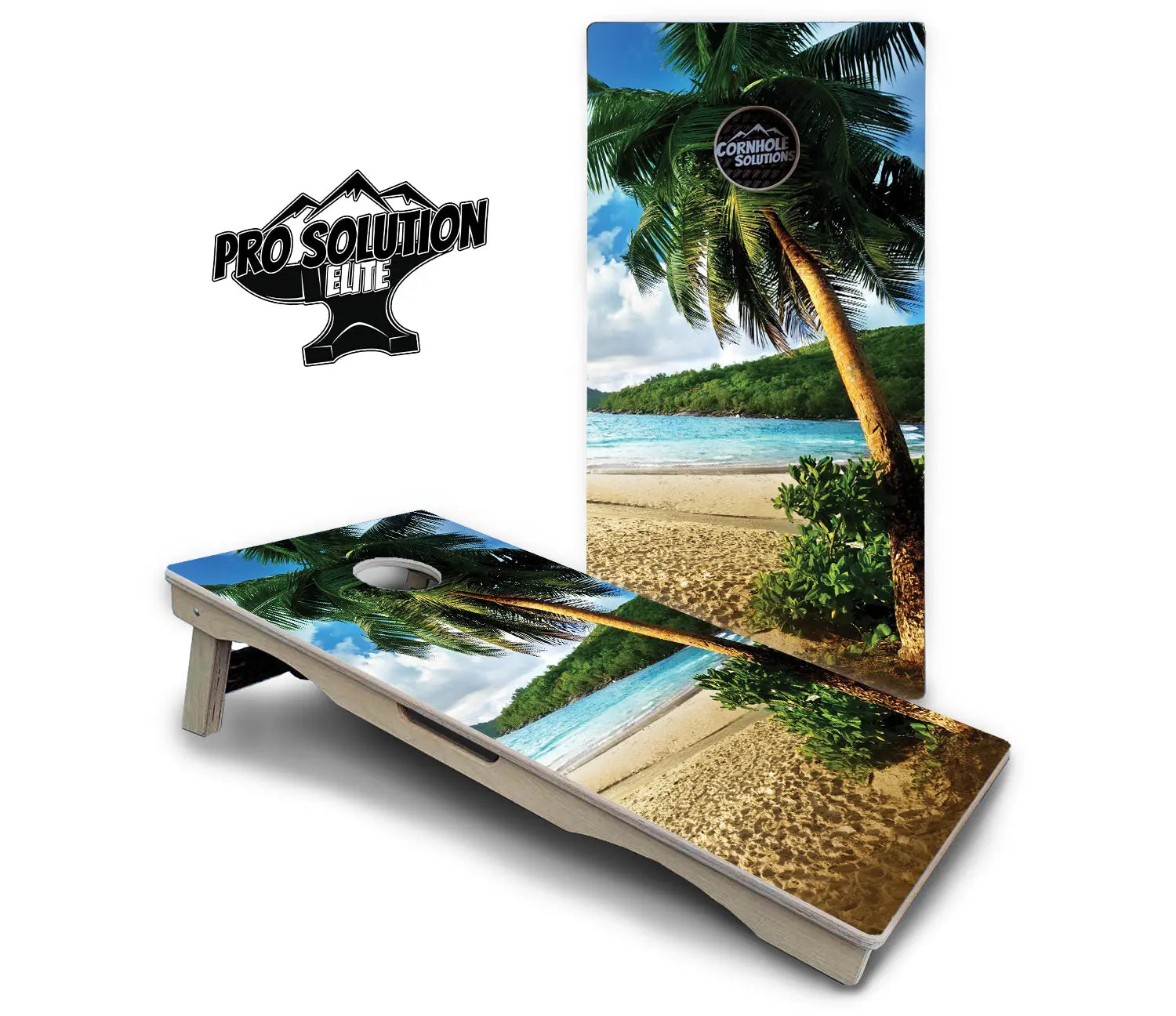 Beach Scene Cornhole Boards - Pro Solution Elite Series by Cornhole Solutions, custom cornhole board detail photo 2