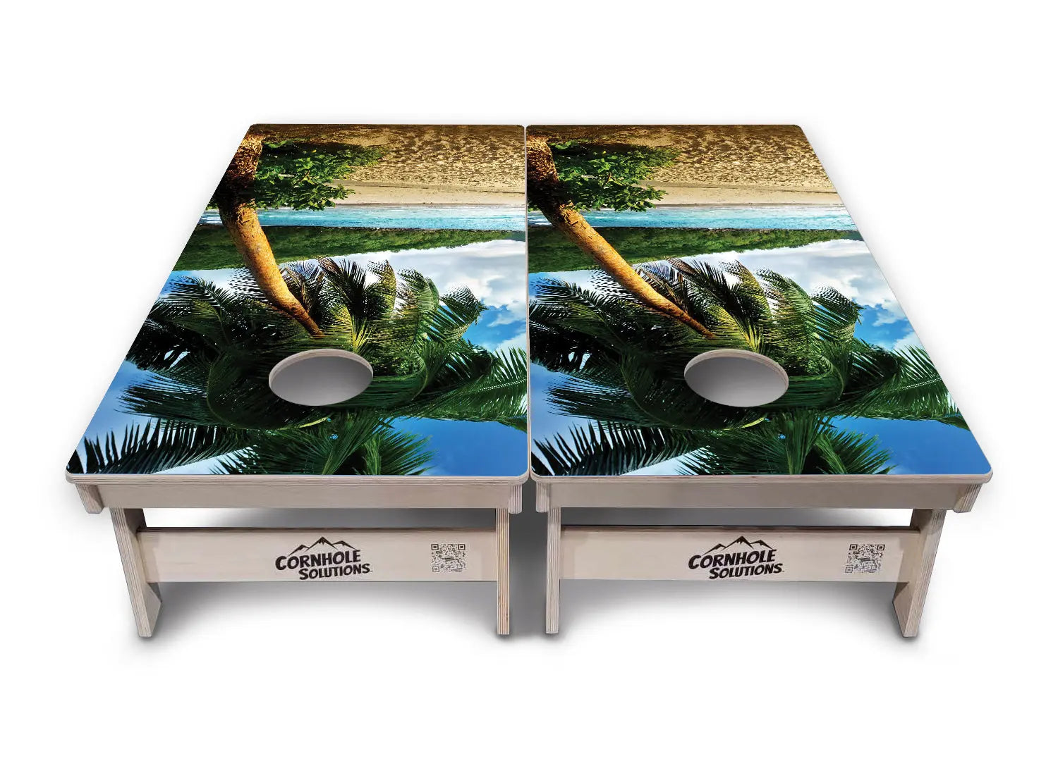 Beach Scene Cornhole Boards - Professional Tournament Series by Cornhole Solutions, custom cornhole board detail photo 2
