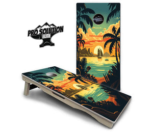 Beach Sunset Cornhole Boards - Pro Solution Elite Series Cornhole Solutions