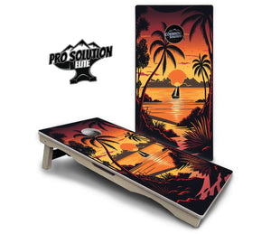 Beach Sunset Cornhole Boards - Pro Solution Elite Series Cornhole Solutions