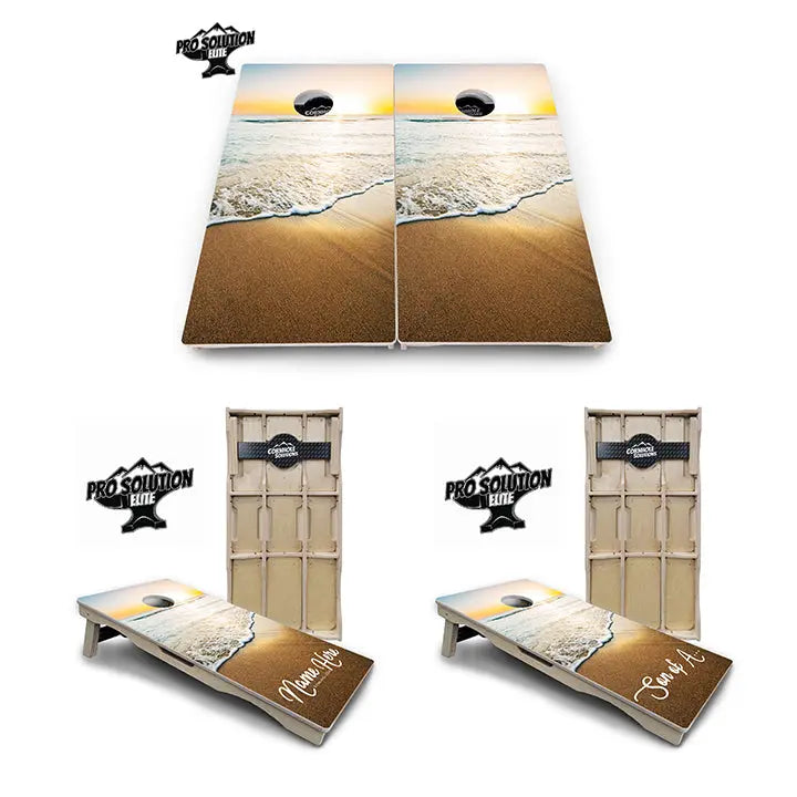 Beach Sunset Cornhole Boards - Pro Solution Elite Series by Cornhole Solutions, custom cornhole board main product photo