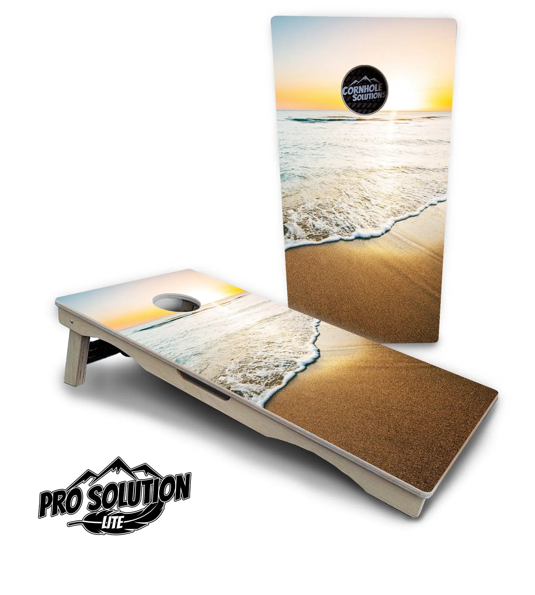 Beach Sunset Cornhole Boards - Pro Solution Lite Series by Cornhole Solutions, custom cornhole board main product photo