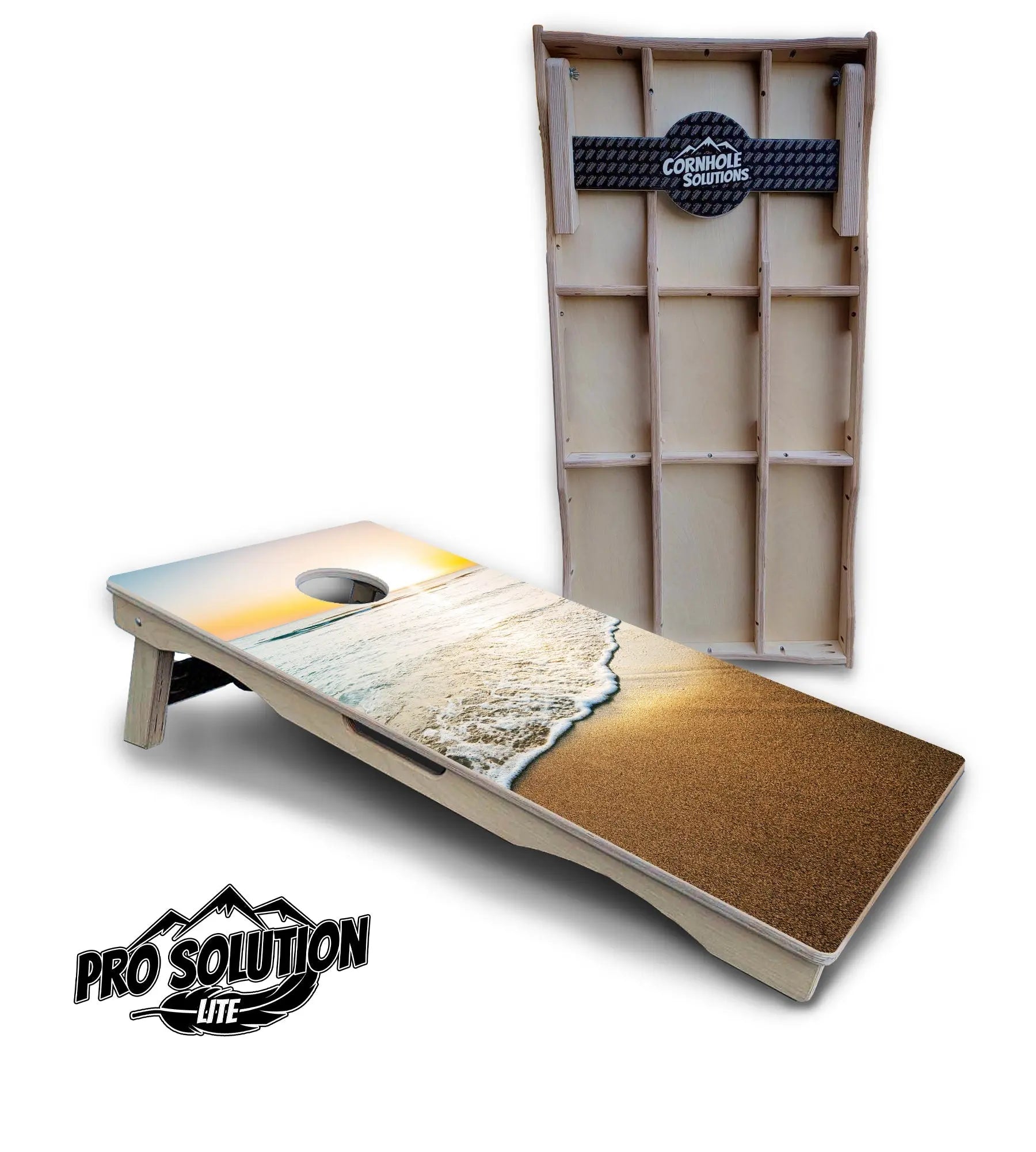 Beach Sunset Cornhole Boards - Pro Solution Lite Series by Cornhole Solutions, custom cornhole board detail photo 2