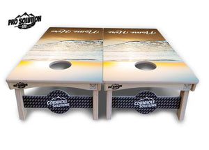 Beach Sunset Cornhole Boards - Pro Solution Lite Series by Cornhole Solutions, custom cornhole board detail photo 12