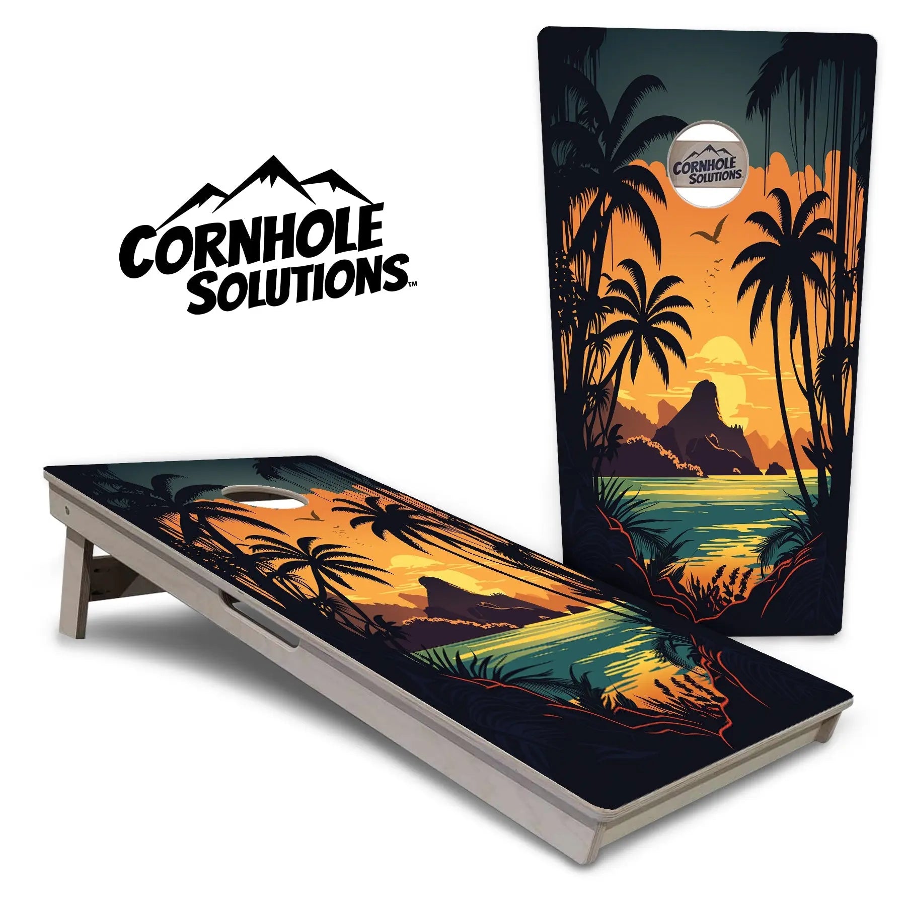 Beach Sunset Cornhole Boards - Professional Tournament Series by Cornhole Solutions, custom cornhole board detail photo 7