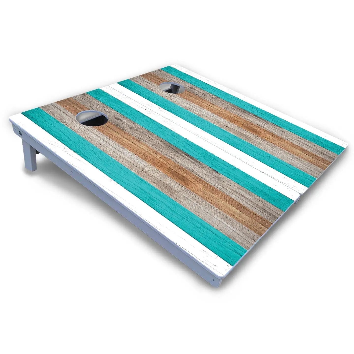 Beach Theme Stripe Cornhole Boards - All Weather Series by Cornhole Solutions, custom cornhole board detail photo 3