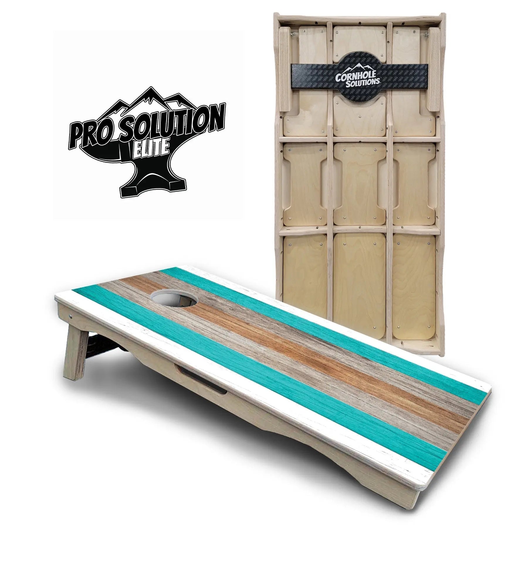 Beach Theme Stripe Cornhole Boards - Pro Solution Elite Series by Cornhole Solutions, custom cornhole board main product photo