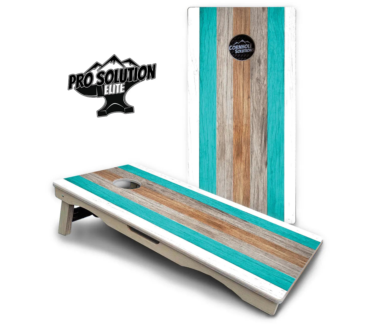 Beach Theme Stripe Cornhole Boards - Pro Solution Elite Series by Cornhole Solutions, custom cornhole board detail photo 2