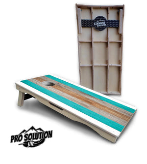 Beach Theme Stripe Cornhole Boards - Pro Solution Lite Series Cornhole Solutions