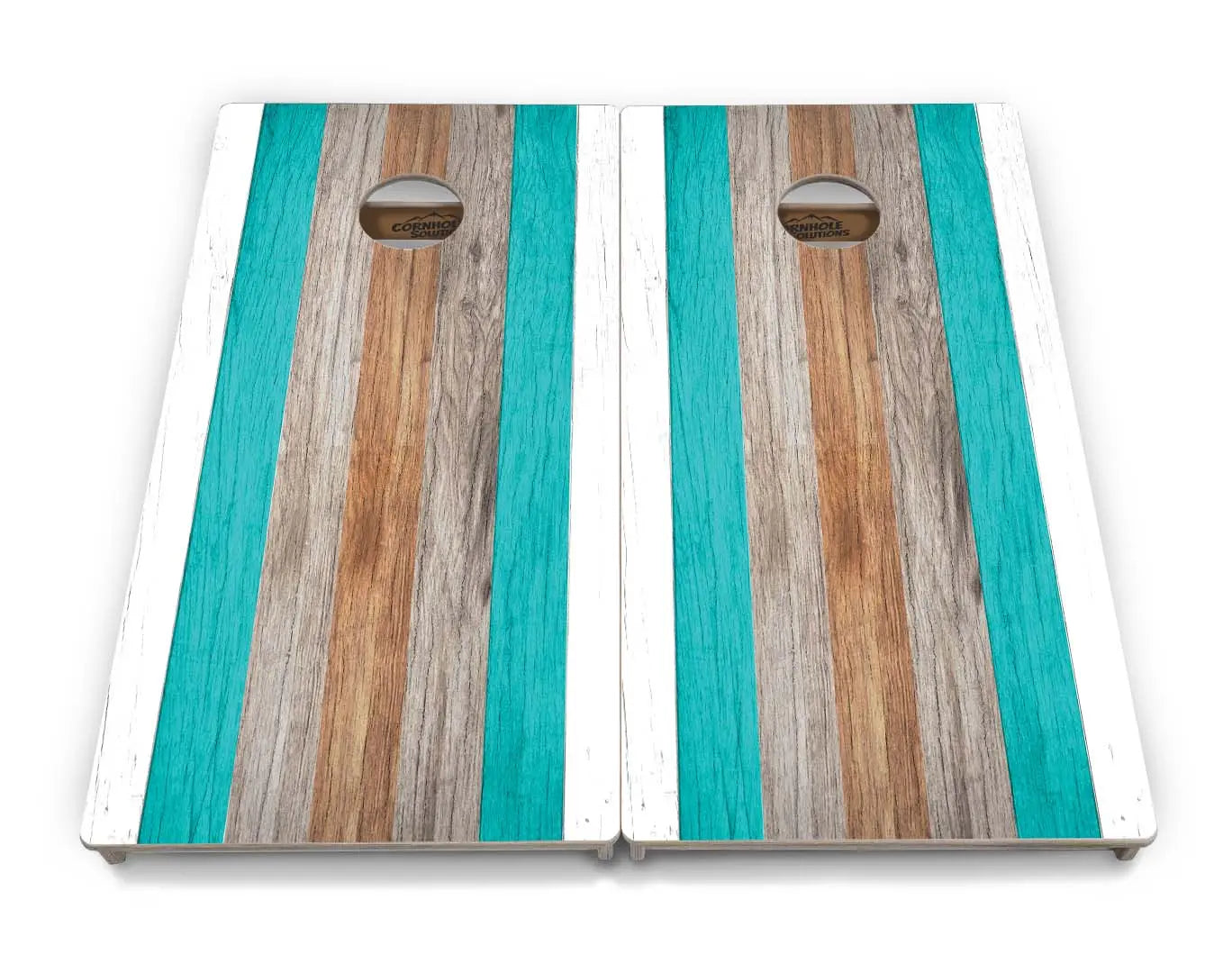 Beach Theme Stripe Cornhole Boards - Professional Tournament Series by Cornhole Solutions, custom cornhole board detail photo 3