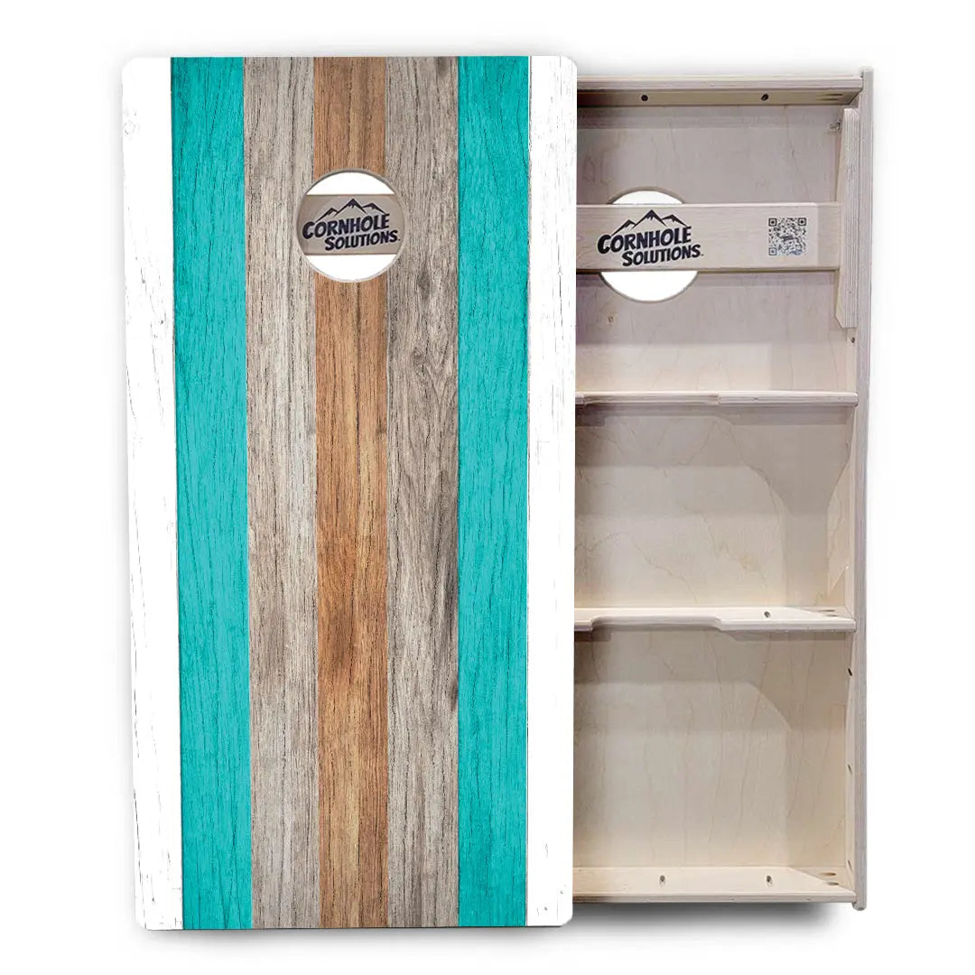Beach Theme Stripe Cornhole Boards - Professional Tournament Series by Cornhole Solutions, custom cornhole board detail photo 4
