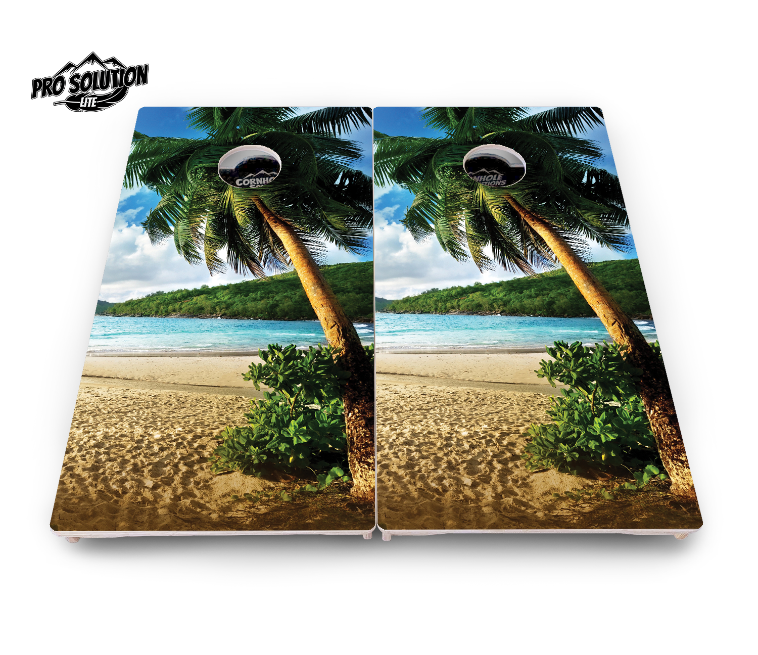 Beach Scene Cornhole Boards - Pro Solution Lite Series by Cornhole Solutions, custom cornhole board detail photo 2