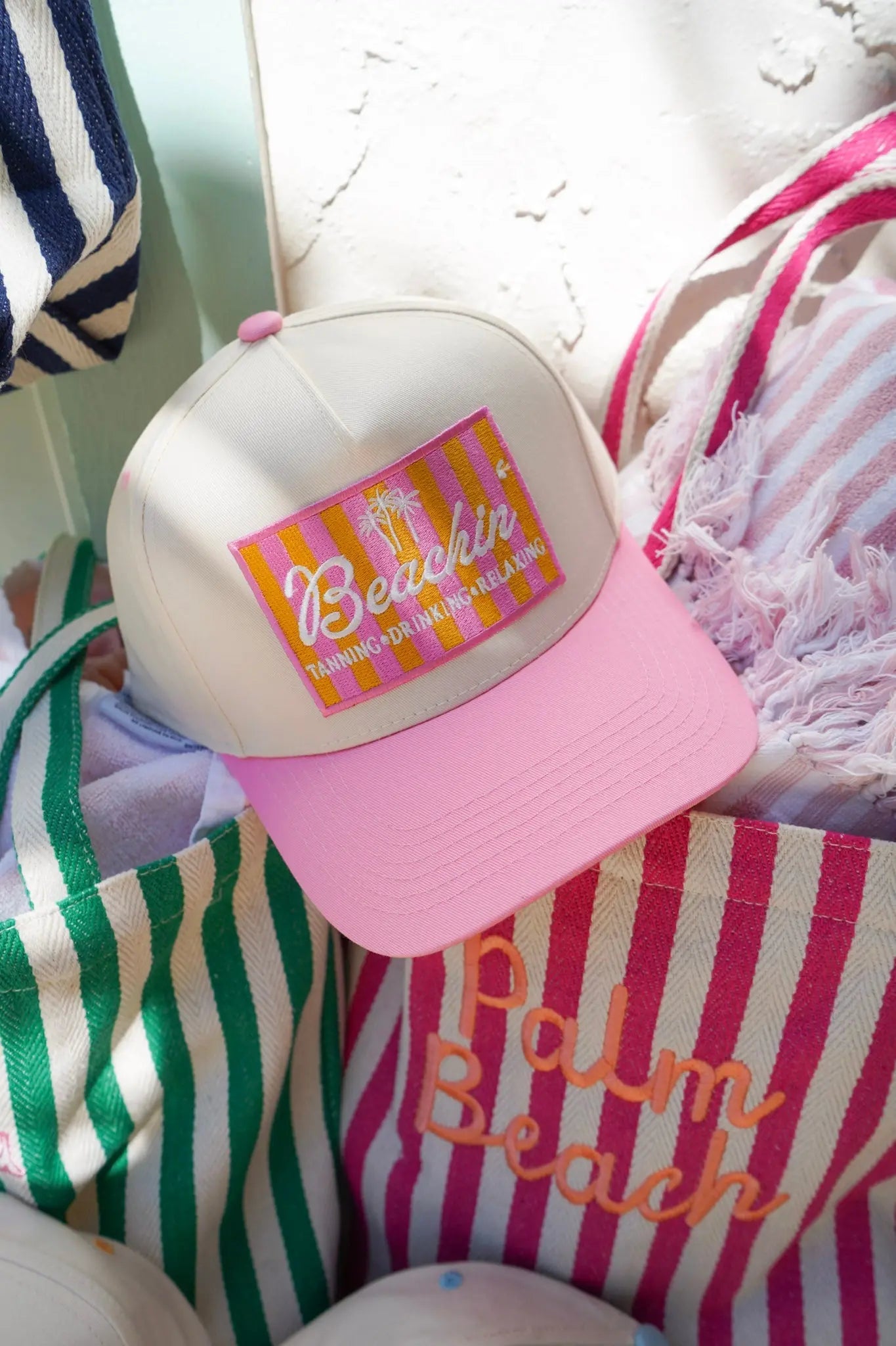 Beachin' - Vintage Trucker Hat by KenzKustomz, Southern lifestyle apparel detail photo 23